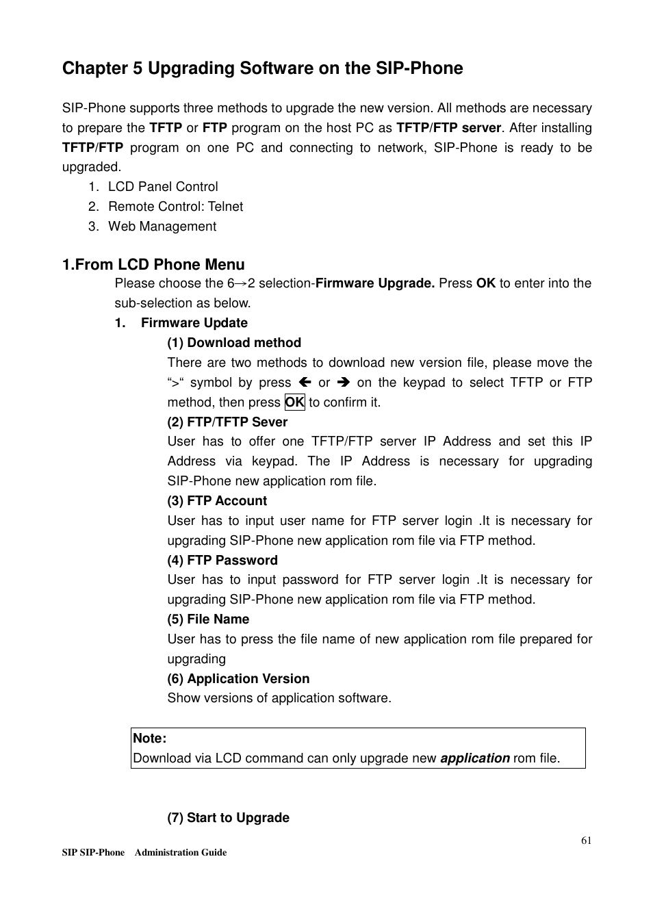 Chapter 5 upgrading software on the sip-phone | Welltech LP-201 Mar-11-2005 User Manual | Page 62 / 65