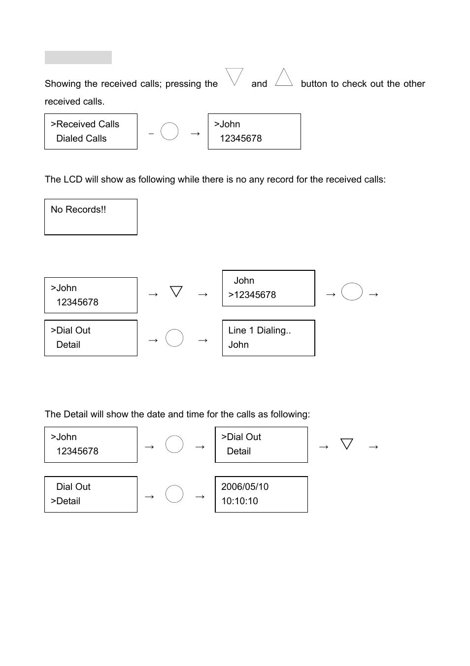 1 received, Dial out, Detail | Welltech LP-388 Oct-12-2007 User Manual | Page 30 / 100