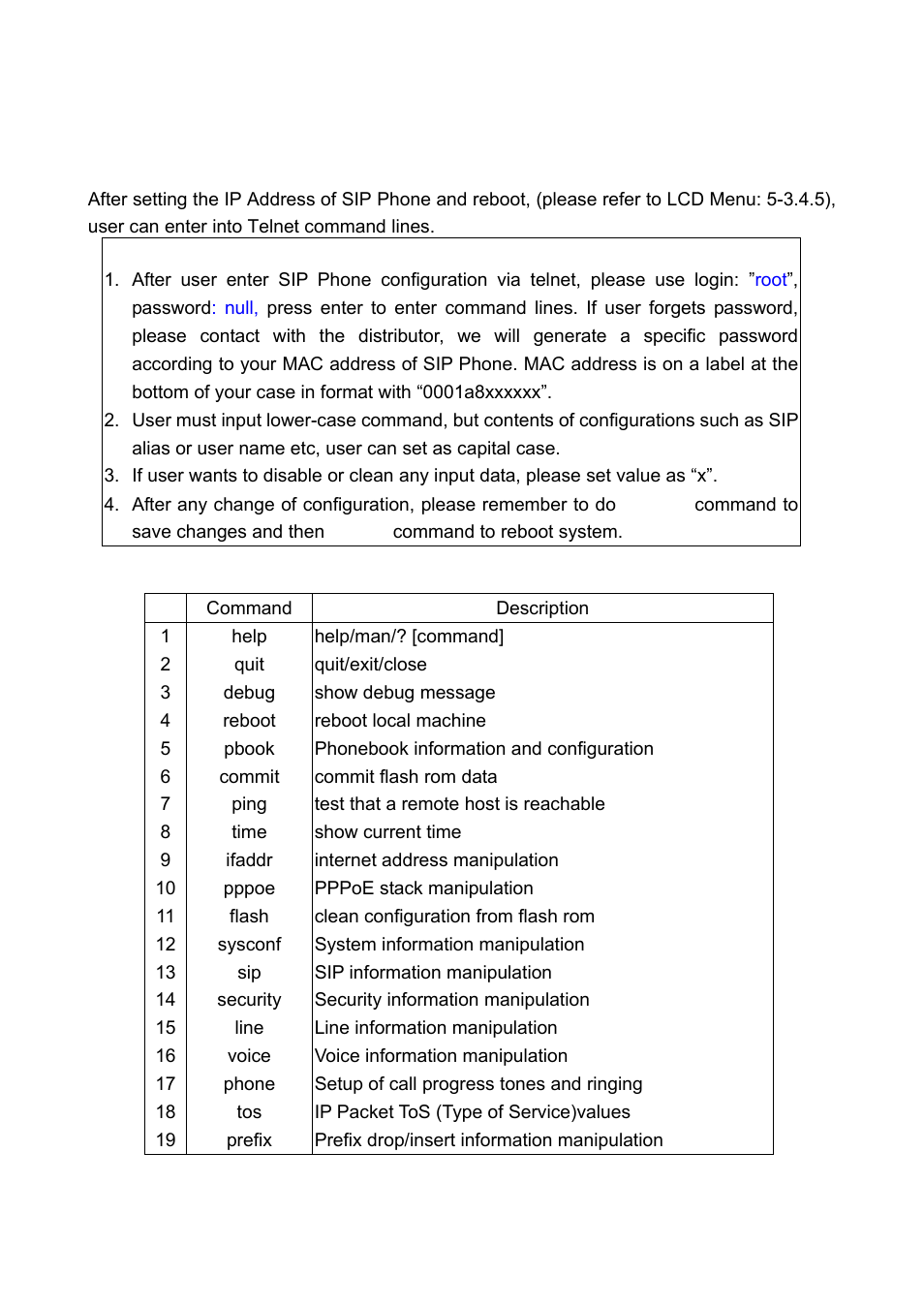 Chapter 6 configuring through telnet command lines | Welltech LP-388 Oct-12-2007 User Manual | Page 83 / 100