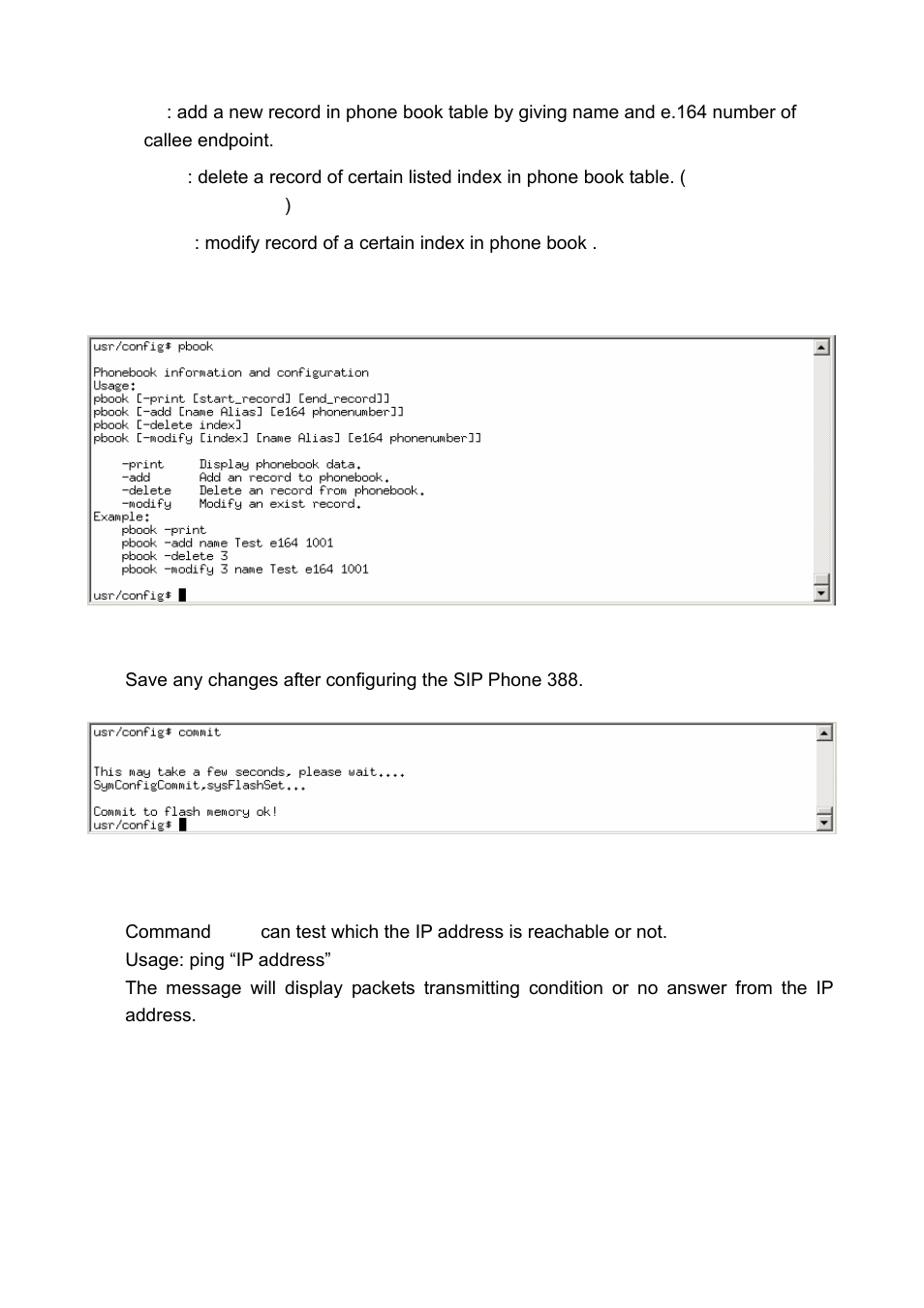 [commit] command, [ping] command | Welltech LP-388 Oct-12-2007 User Manual | Page 86 / 100