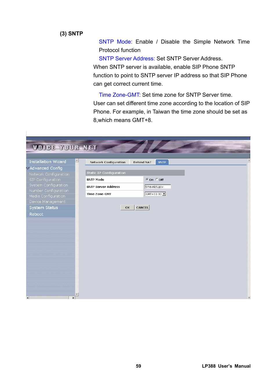 3) sntp | Welltech LP-388 Release 103 User Manual | Page 60 / 97