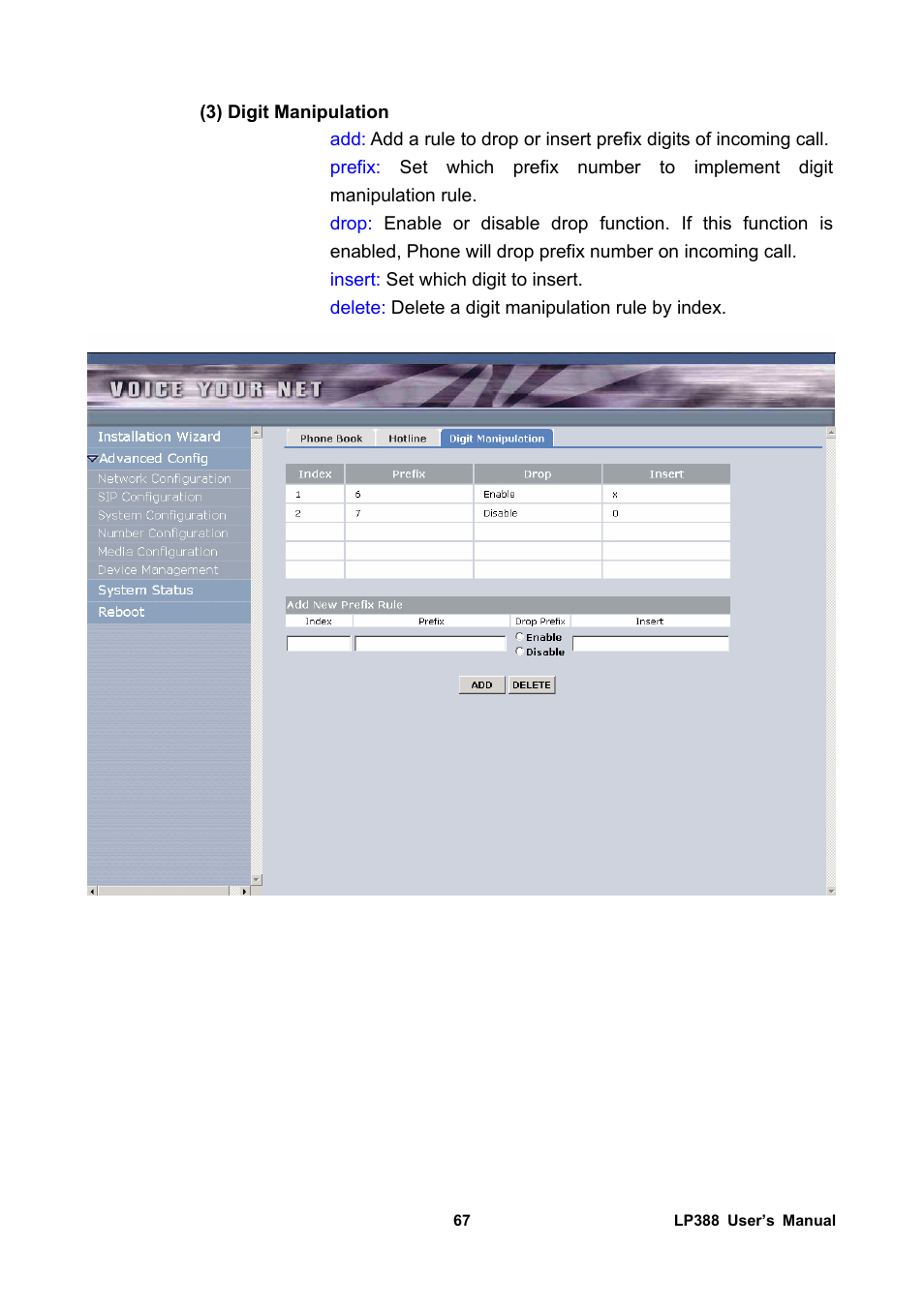 3) digit manipulation | Welltech LP-388 Release 103 User Manual | Page 68 / 97