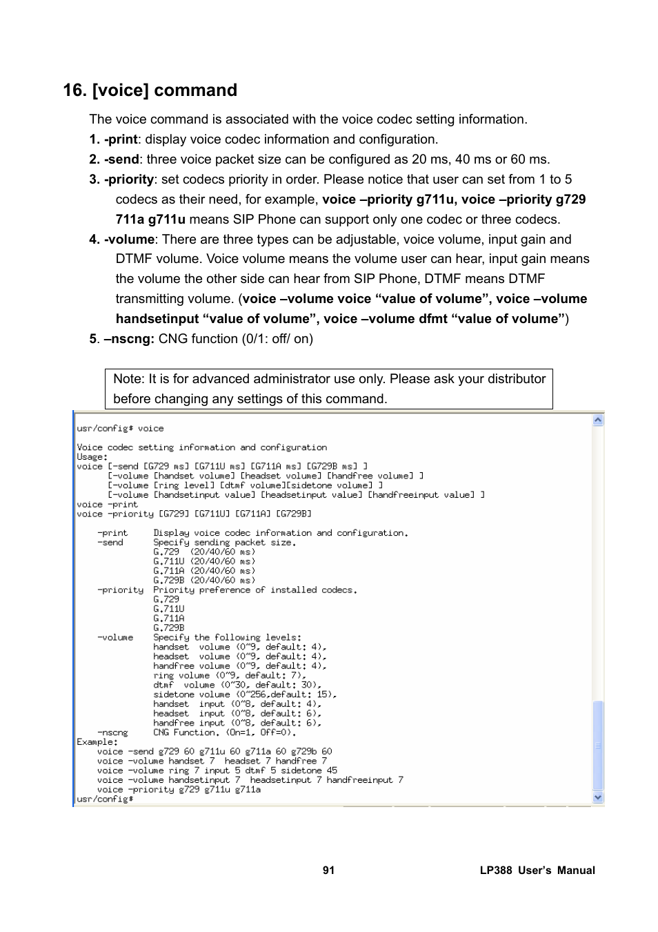 [voice] command | Welltech LP-388 Release 103 User Manual | Page 92 / 97