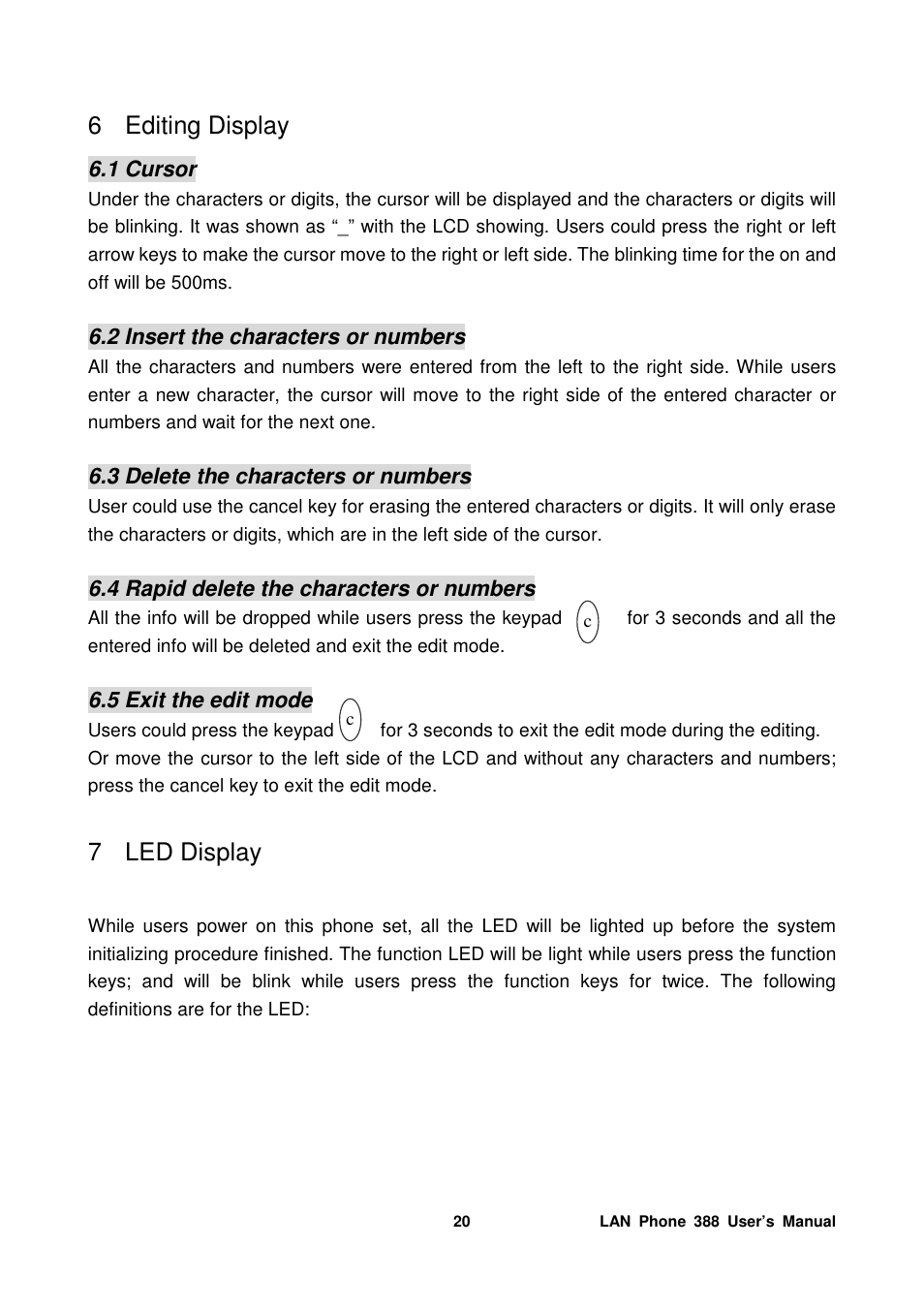 6 editing display, 7 led display | Welltech LP-388 Mar-05-2007 User Manual | Page 21 / 95