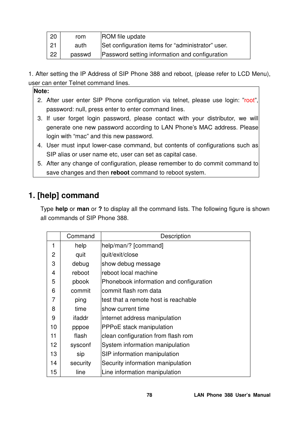 [help] command | Welltech LP-388 Mar-05-2007 User Manual | Page 79 / 95