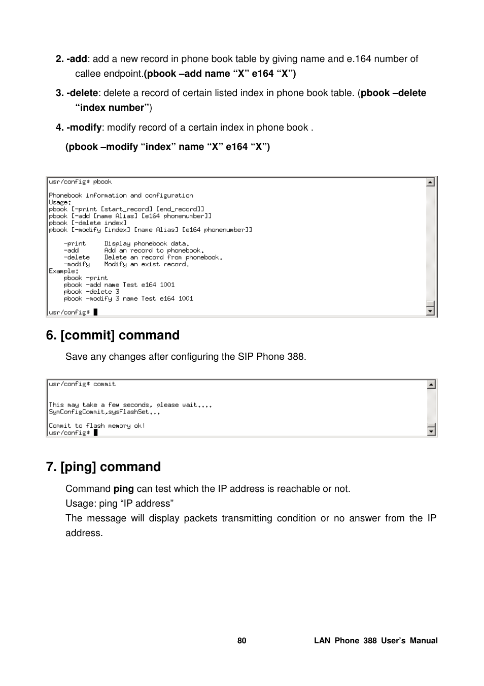 [commit] command, [ping] command | Welltech LP-388 Mar-05-2007 User Manual | Page 81 / 95