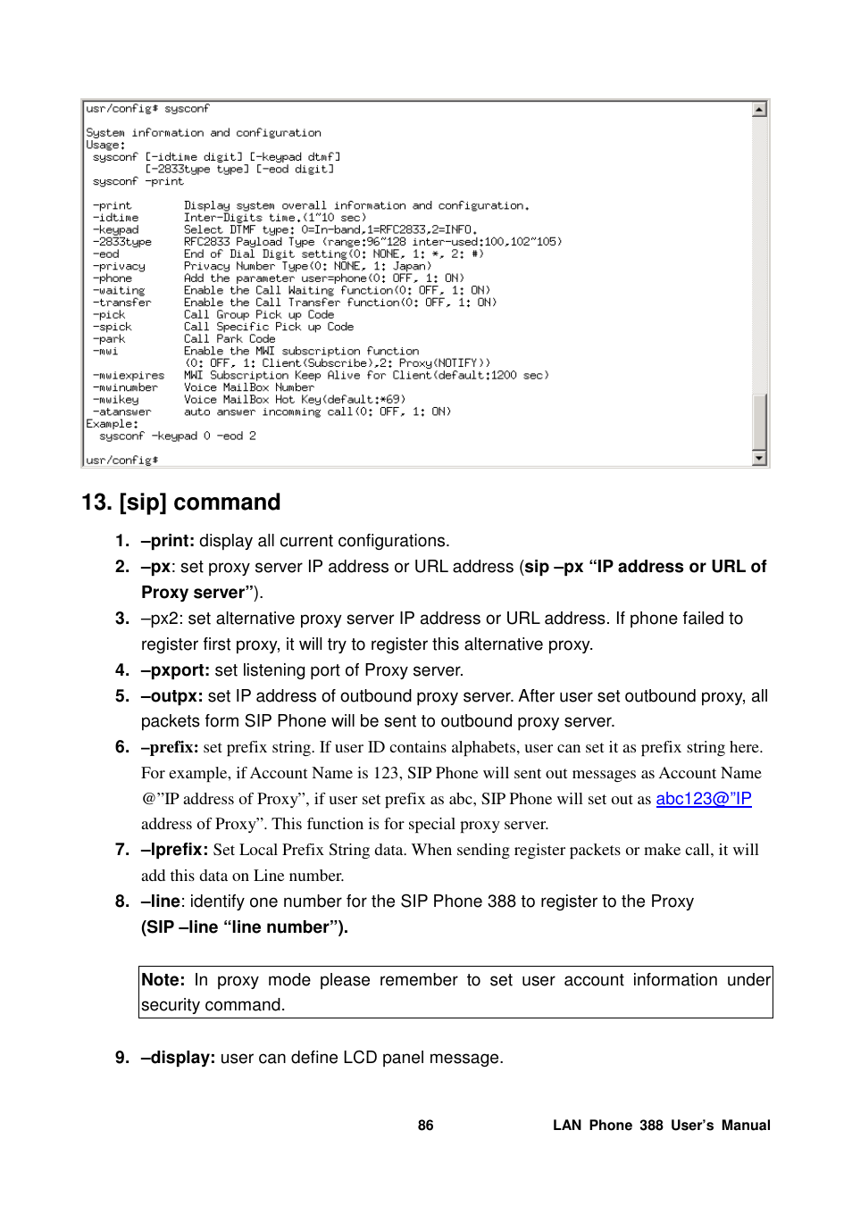 [sip] command | Welltech LP-388 Mar-05-2007 User Manual | Page 87 / 95