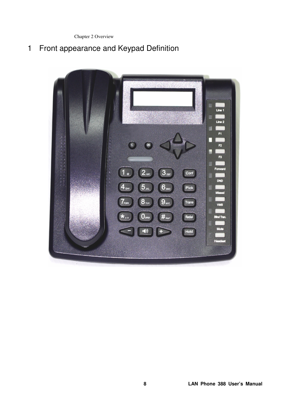 1 front appearance and keypad definition | Welltech LP-388 Mar-05-2007 User Manual | Page 9 / 95