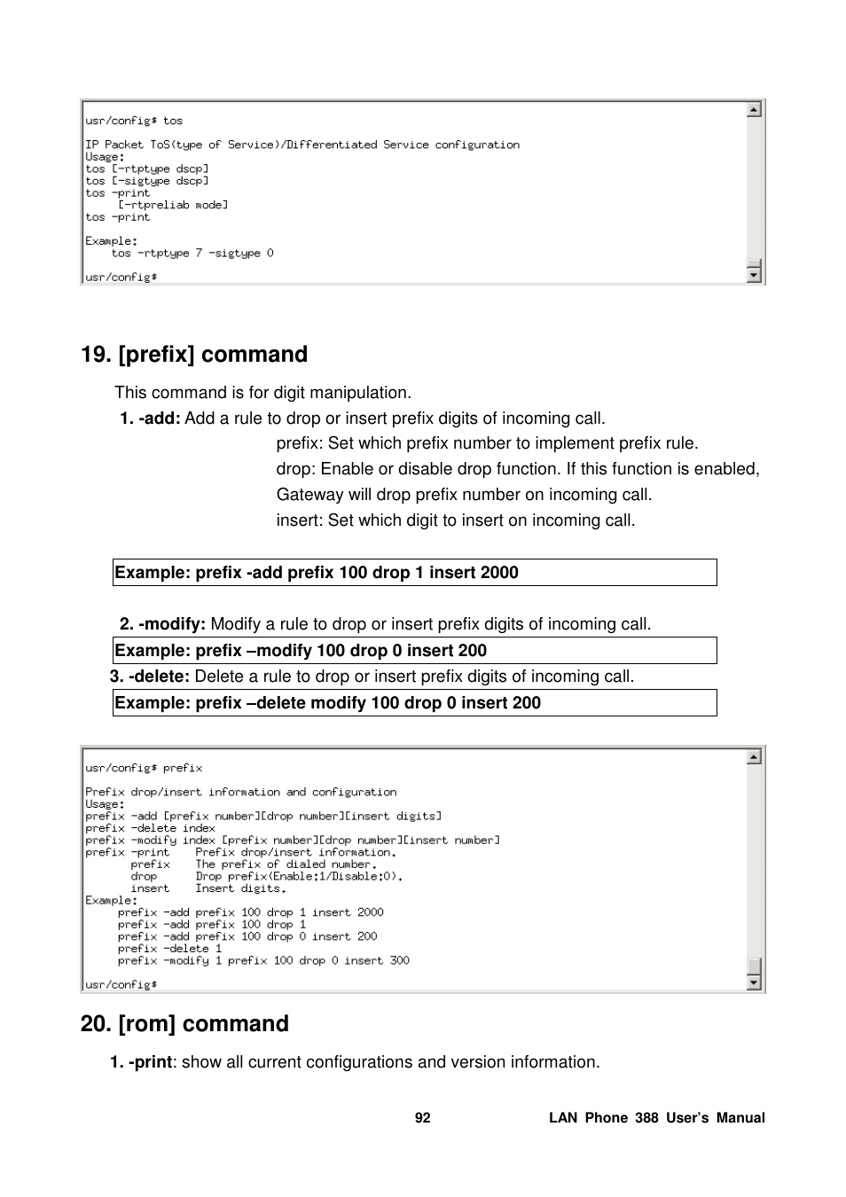 [prefix] command, [rom] command | Welltech LP-388 Mar-05-2007 User Manual | Page 93 / 95