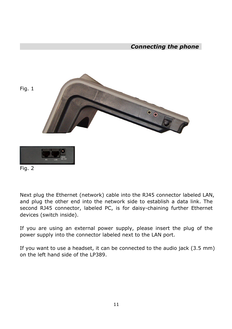 Connecting the phone | Welltech LP-389 v.1.06 Operation Guide User Manual | Page 11 / 58