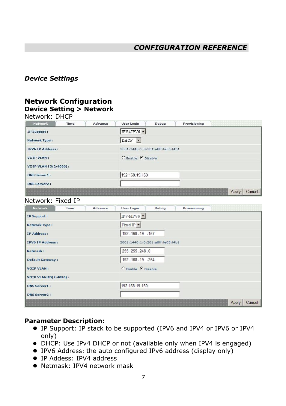Configuration reference, Device settings | Welltech LP-389 v.1.06 Administrator Guide User Manual | Page 7 / 31