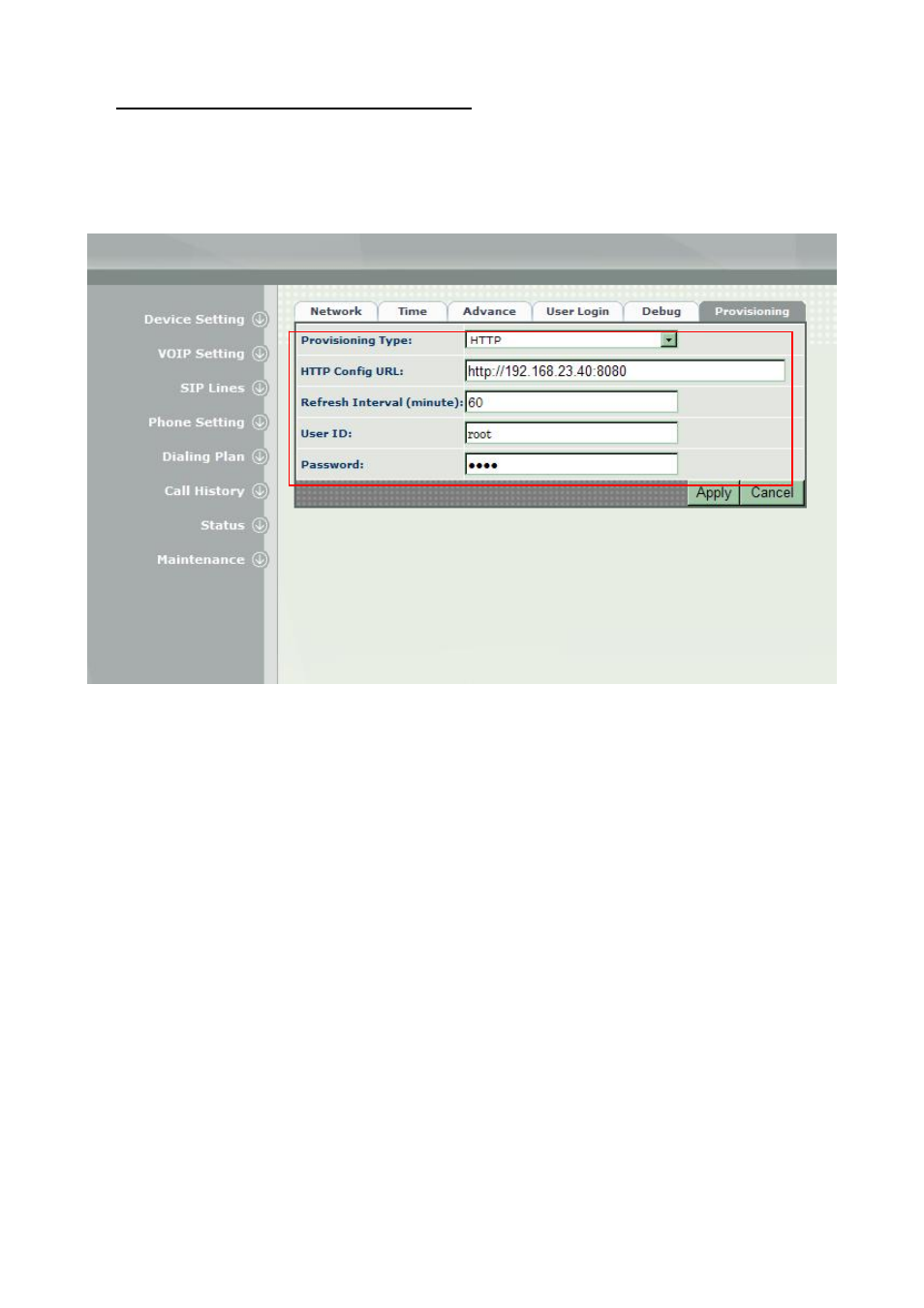 Lp389 provision setting and server message, Step 1. lp389 web for provision function | Welltech LP-389 HTTP User Manual | Page 10 / 18