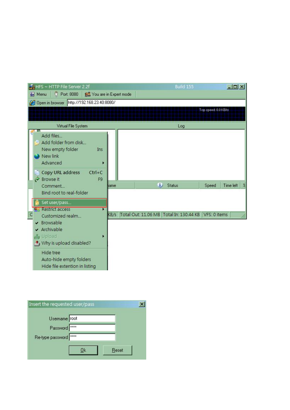 Step 3. setting server user name and password | Welltech LP-389 HTTP User Manual | Page 6 / 18