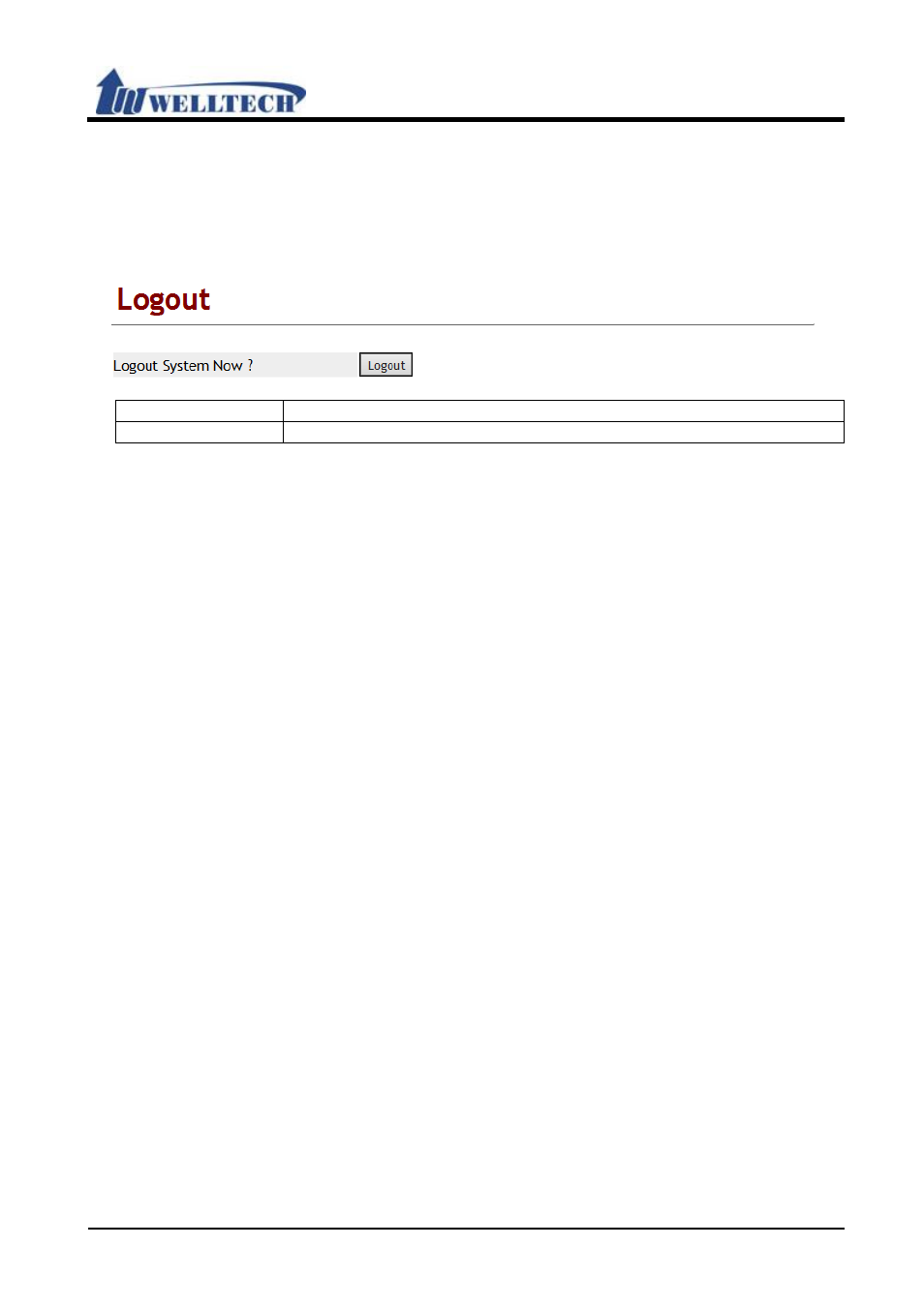 Logout (login system), Function, Instruction | Welltech VoIP ATA series V.303 User Manual | Page 113 / 114