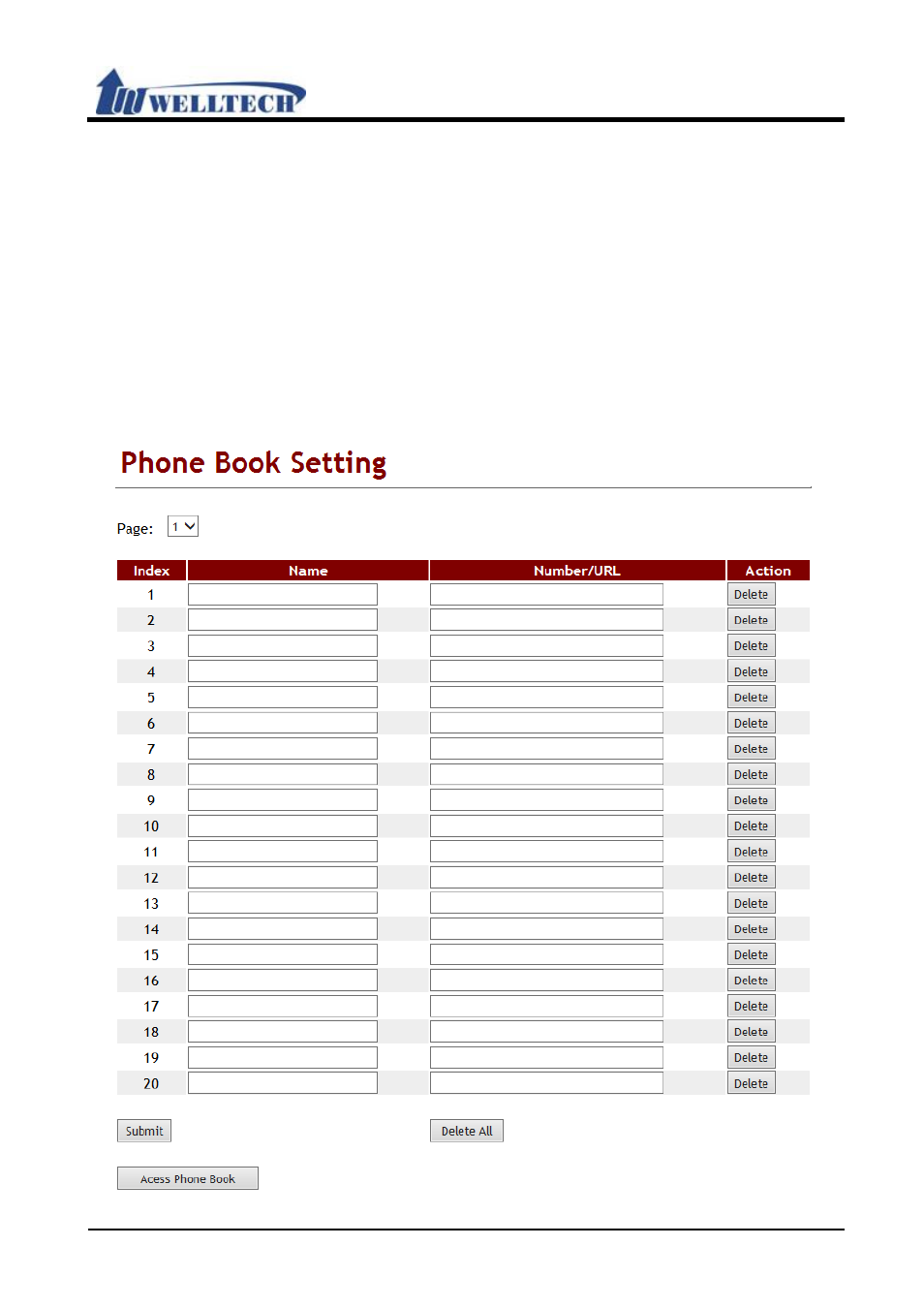 Phone | Welltech VoIP ATA series V.303 User Manual | Page 13 / 114