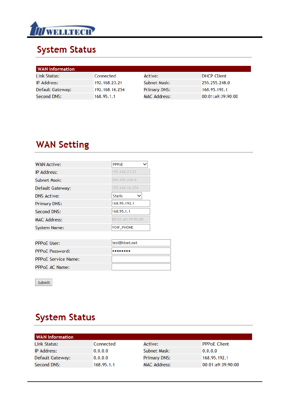 Welltech VoIP ATA series V.303 User Manual | Page 42 / 114