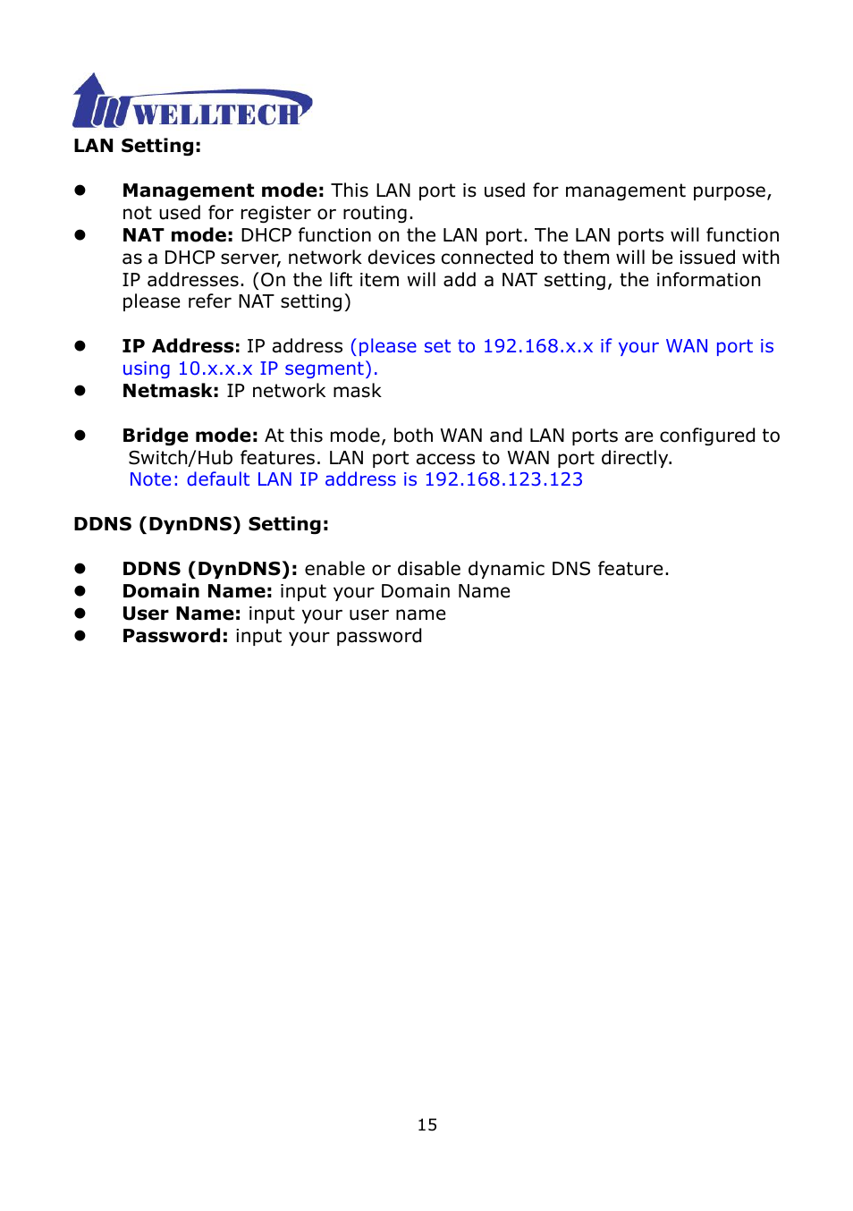 Welltech WG2504 FXS V.4.02 User Manual | Page 15 / 95