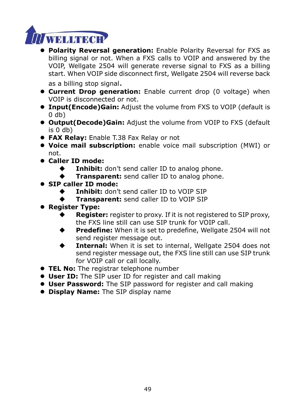 Welltech WG2504 FXS V.4.02 User Manual | Page 49 / 95