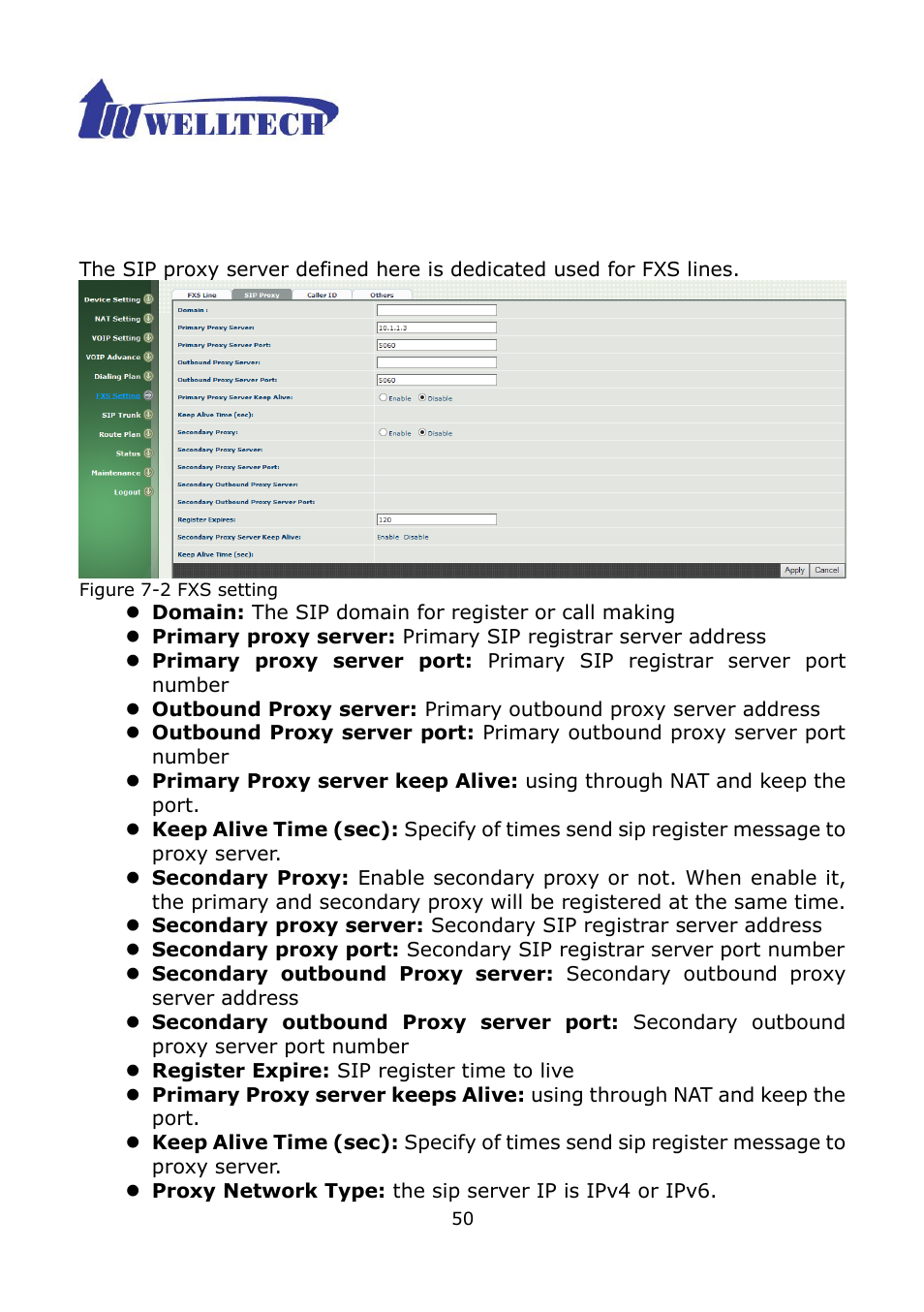 2 sip proxy | Welltech WG2504 FXS V.4.02 User Manual | Page 50 / 95