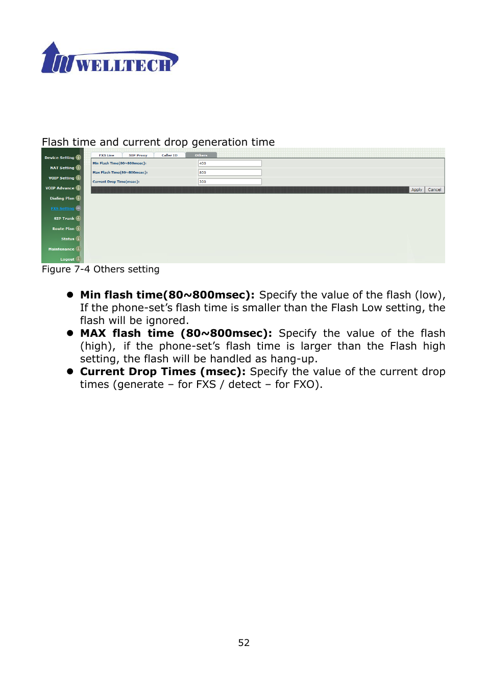 4 others | Welltech WG2504 FXS V.4.02 User Manual | Page 52 / 95