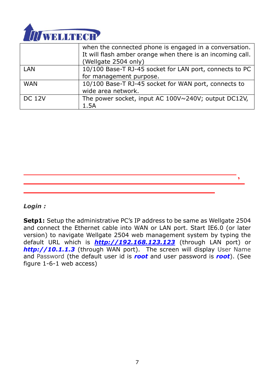 6 quick setup | Welltech WG2504 FXS V.4.02 User Manual | Page 7 / 95