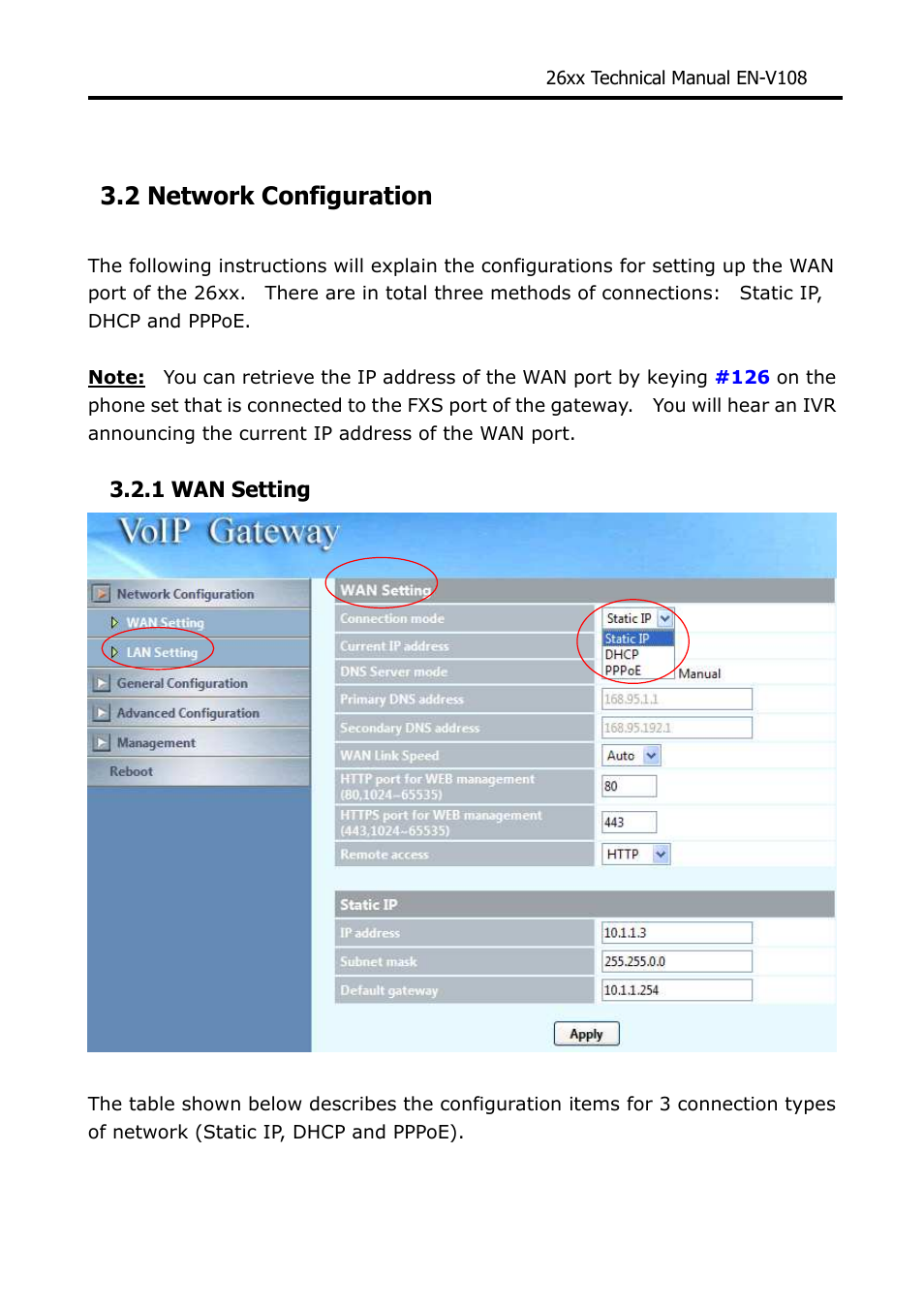 2 network configuration | Welltech WG26xx Series V.1.08a User Manual | Page 13 / 95