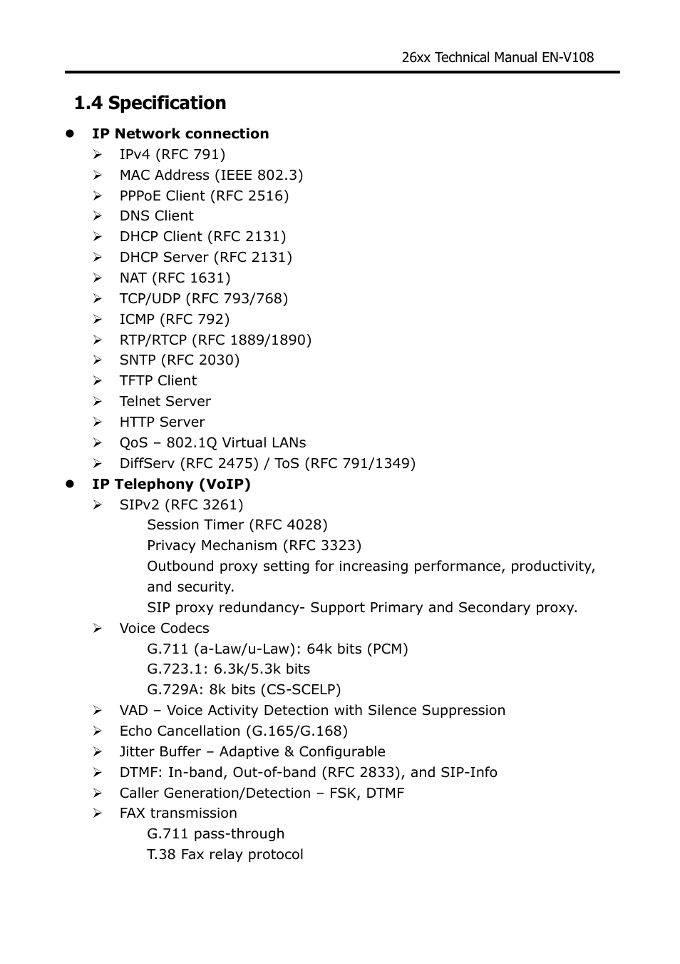 4 specification | Welltech WG26xx Series V.1.08a User Manual | Page 5 / 95