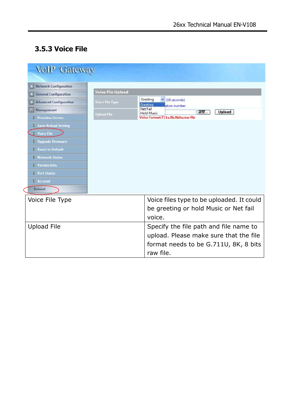 3 voice file | Welltech WG26xx Series V.1.08a User Manual | Page 69 / 95