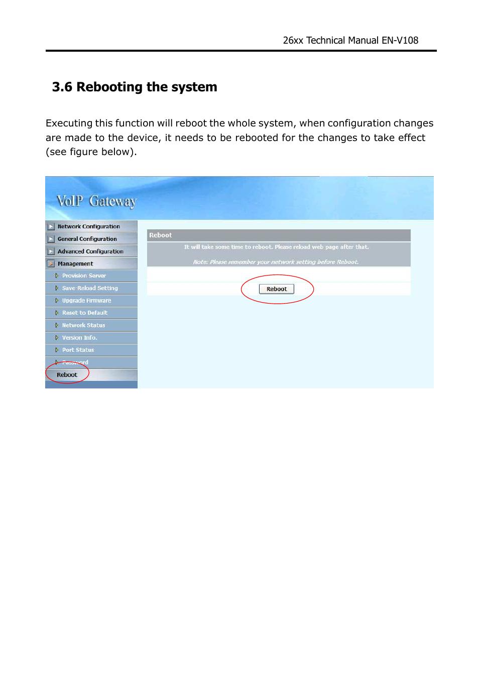 6 rebooting the system | Welltech WG26xx Series V.1.08a User Manual | Page 76 / 95