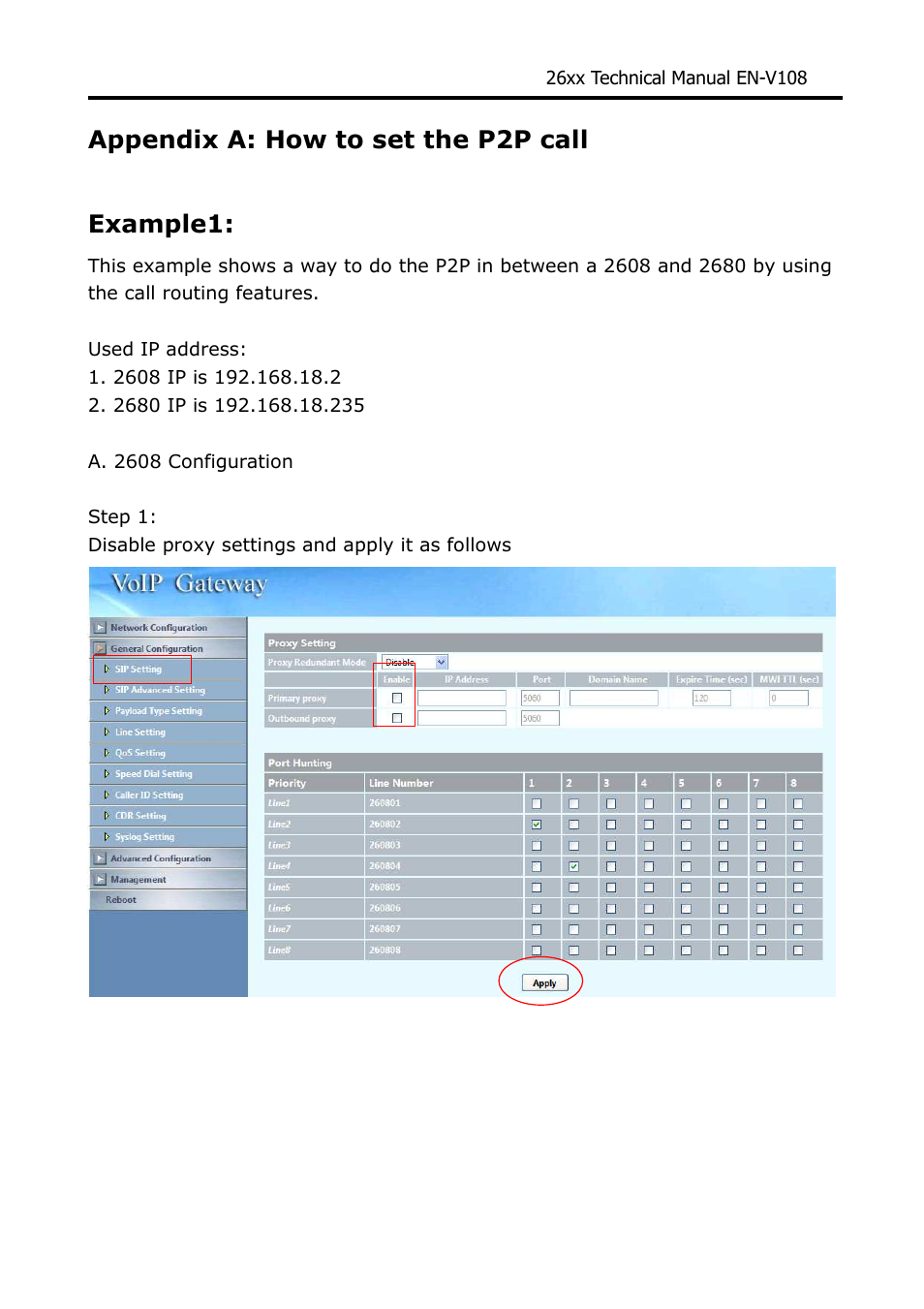 Appendix a: how to set the p2p call, Example1 | Welltech WG26xx Series V.1.08a User Manual | Page 77 / 95