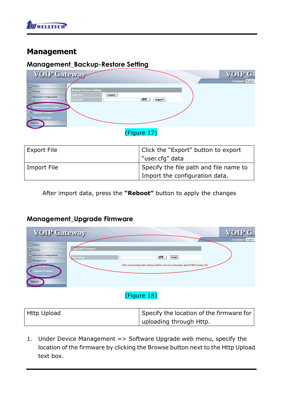 Management | Welltech WG2626 V.2.0 User Manual | Page 31 / 33