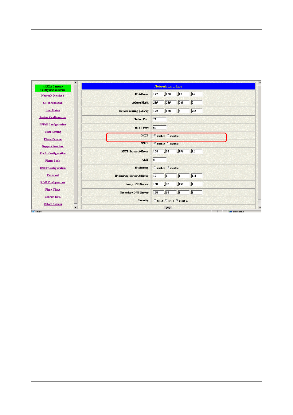 4 dhcp mode, 5 ip sharing configuration | Welltech FXS SIP Gateway V.2.9 User Manual | Page 31 / 133