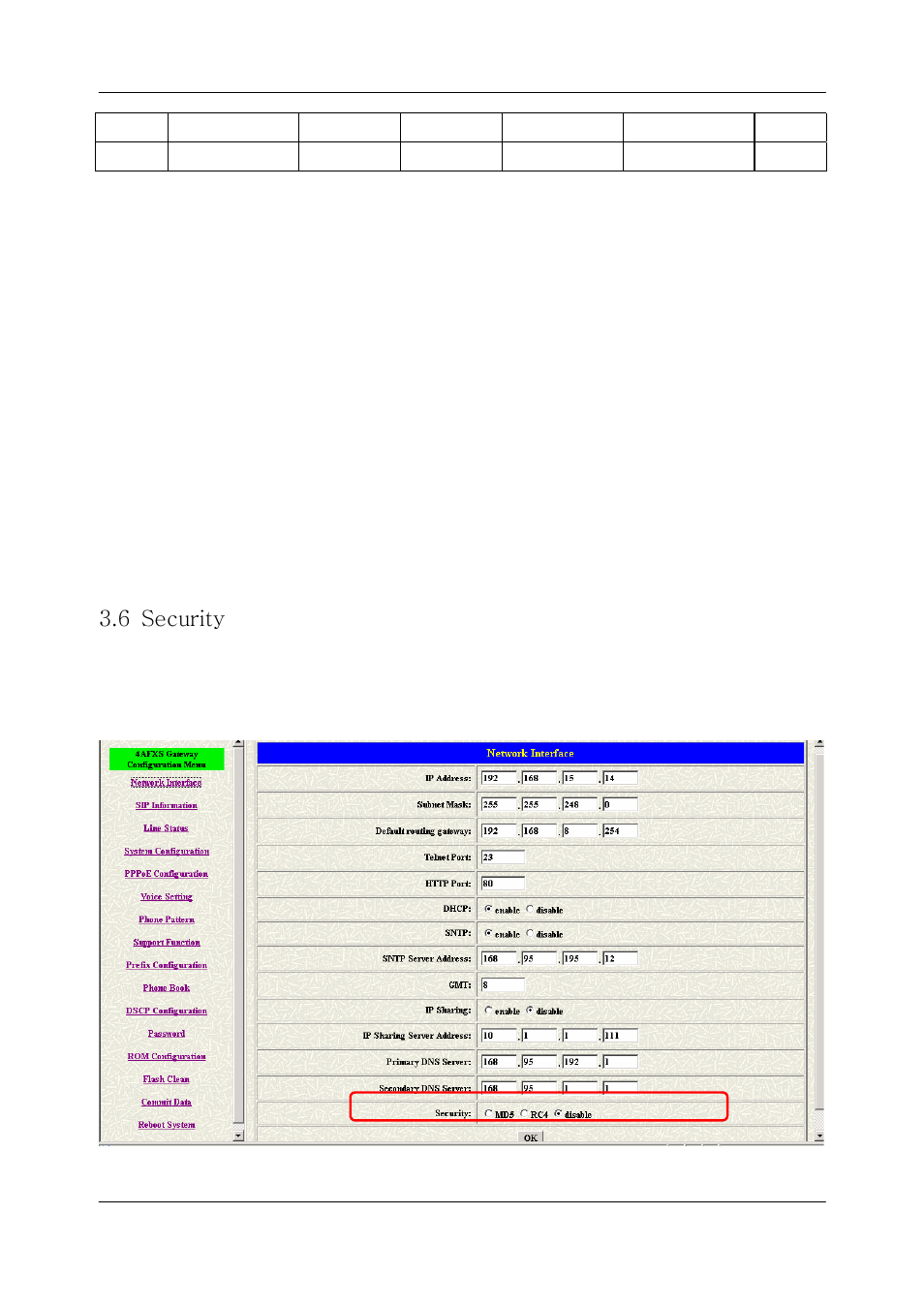 6 security | Welltech FXS SIP Gateway V.2.9 User Manual | Page 36 / 133