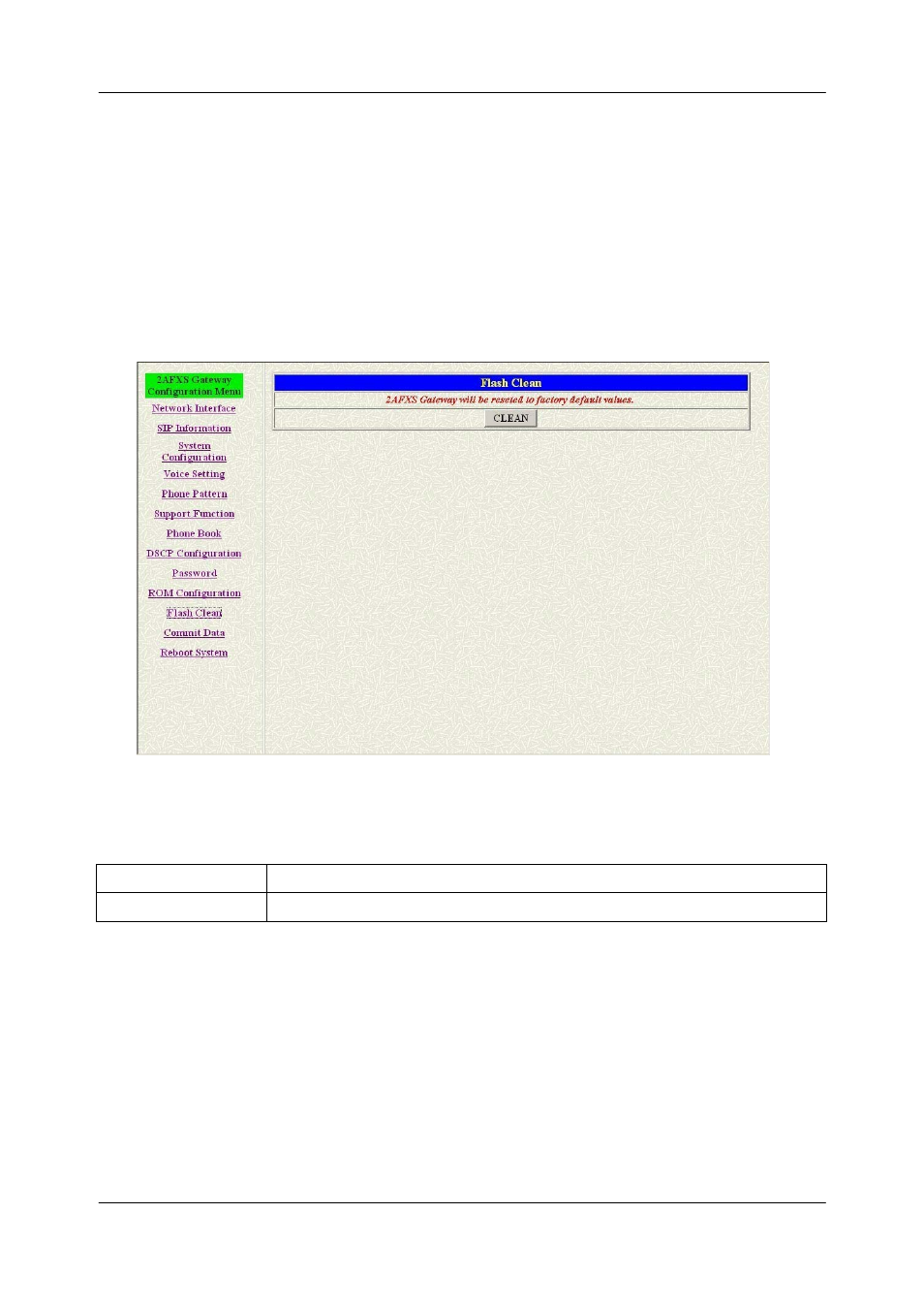 Chapter 18, Flash clean screen, 1 flash clean overview | 2 flash clean screen | Welltech FXS SIP Gateway V.2.9 User Manual | Page 71 / 133