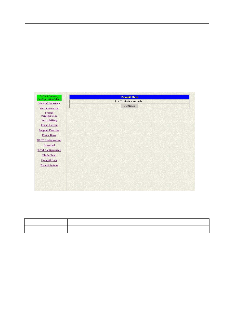 Chapter 19, Commit data screen, 1 commit configuration data overview | 2 commit configuration data screen | Welltech FXS SIP Gateway V.2.9 User Manual | Page 72 / 133