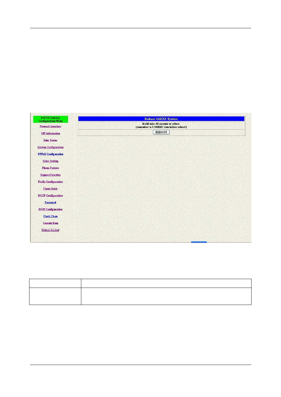 Chapter 20, Reboot system screen and line status, 1 reboot fxs gateway overview | 2 reboot fxs system screen | Welltech FXS SIP Gateway V.2.9 User Manual | Page 73 / 133