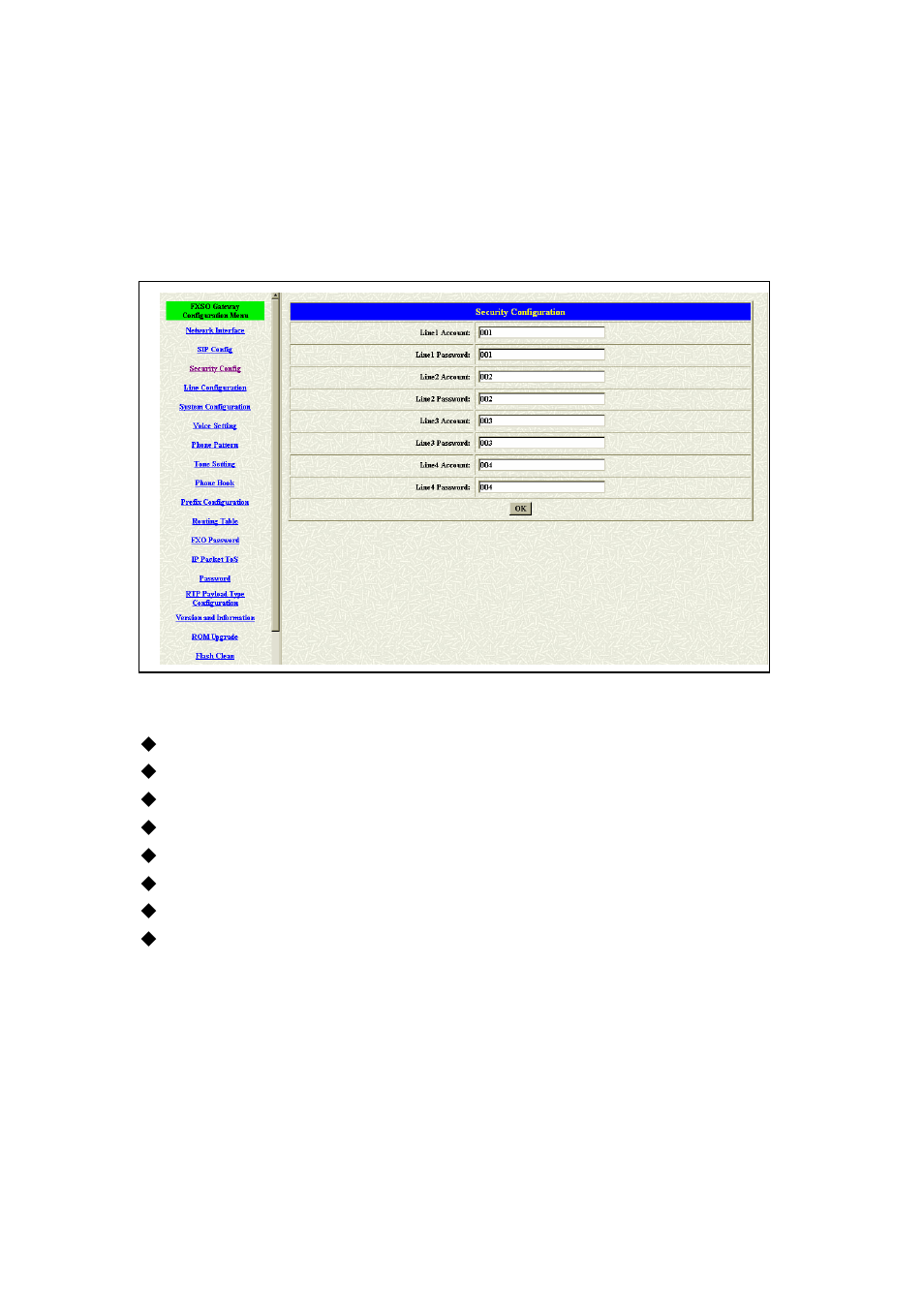 3 security config | Welltech FXSO Gateway In SIP V.1.2 User Manual | Page 30 / 100