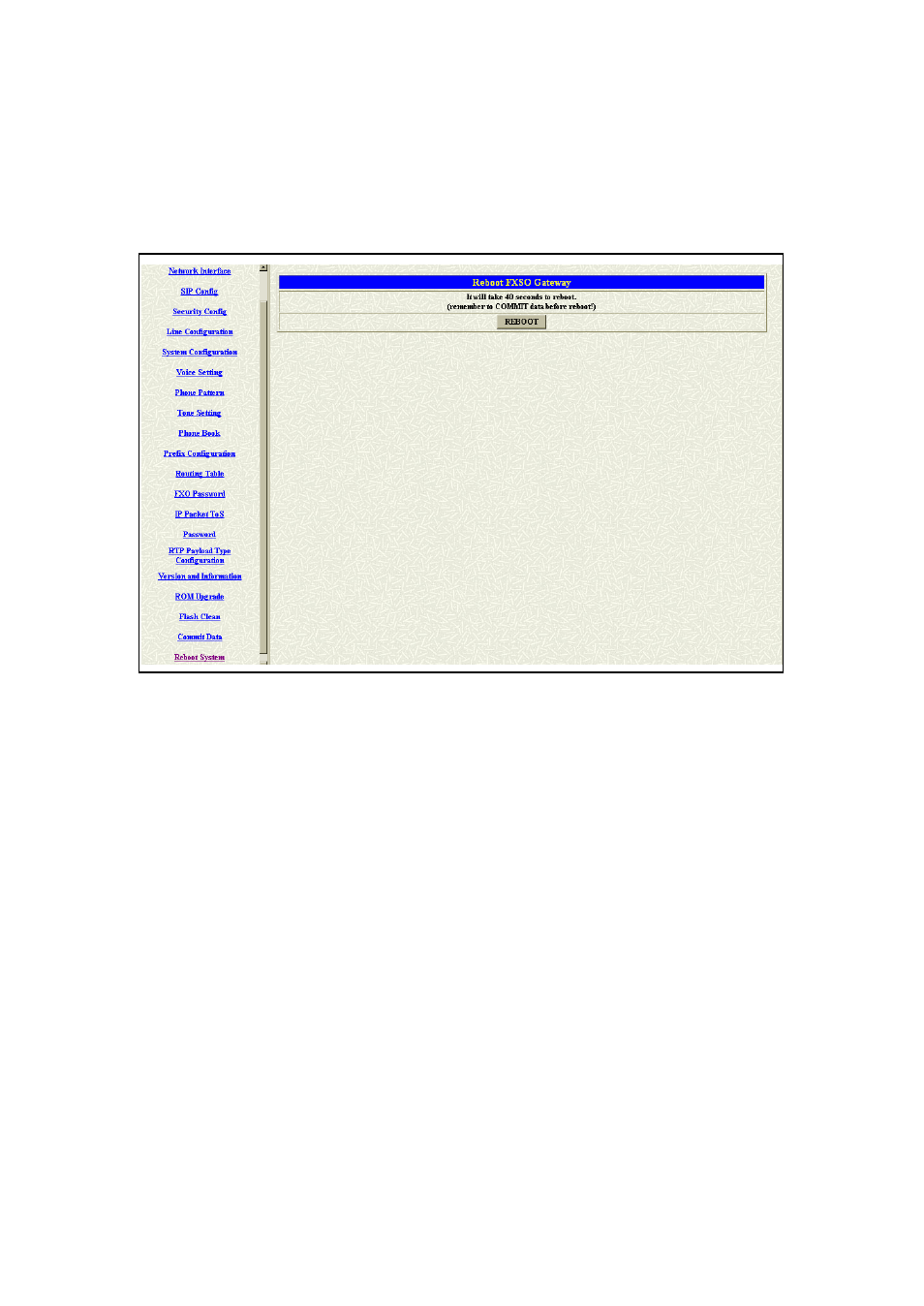 20 reboot system | Welltech FXSO Gateway In SIP V.1.2 User Manual | Page 59 / 100