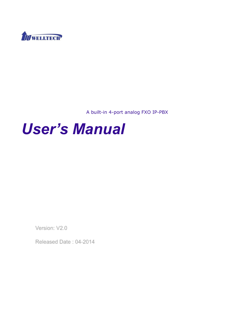 Welltech ePBX40 V.2.0 User Manual | 128 pages