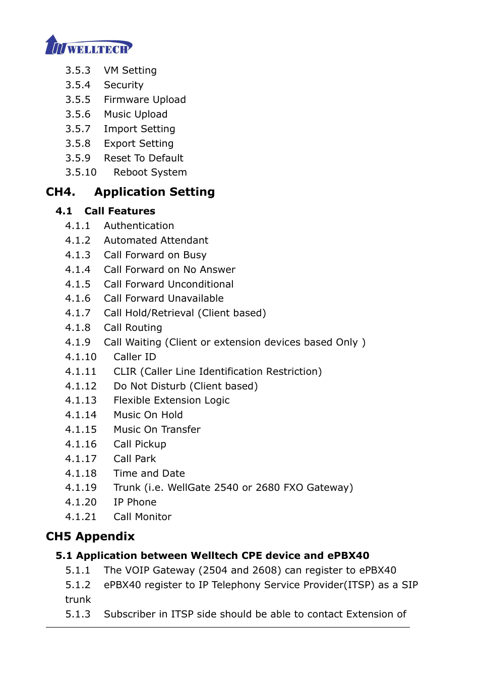 Welltech ePBX40 V.2.0 User Manual | Page 3 / 128