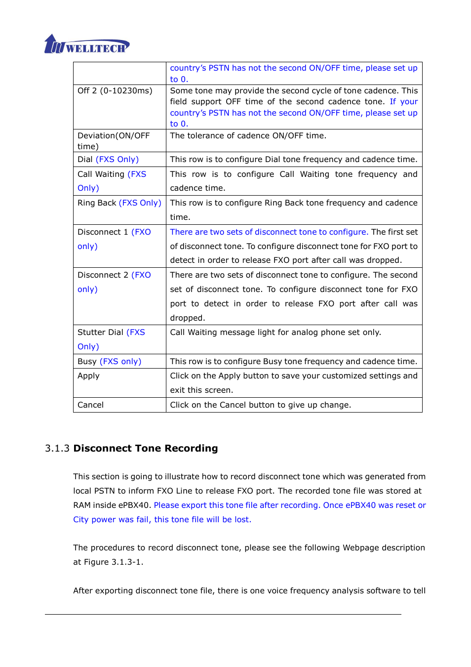 3 disconnect tone recording | Welltech ePBX40 V.2.0 User Manual | Page 31 / 128