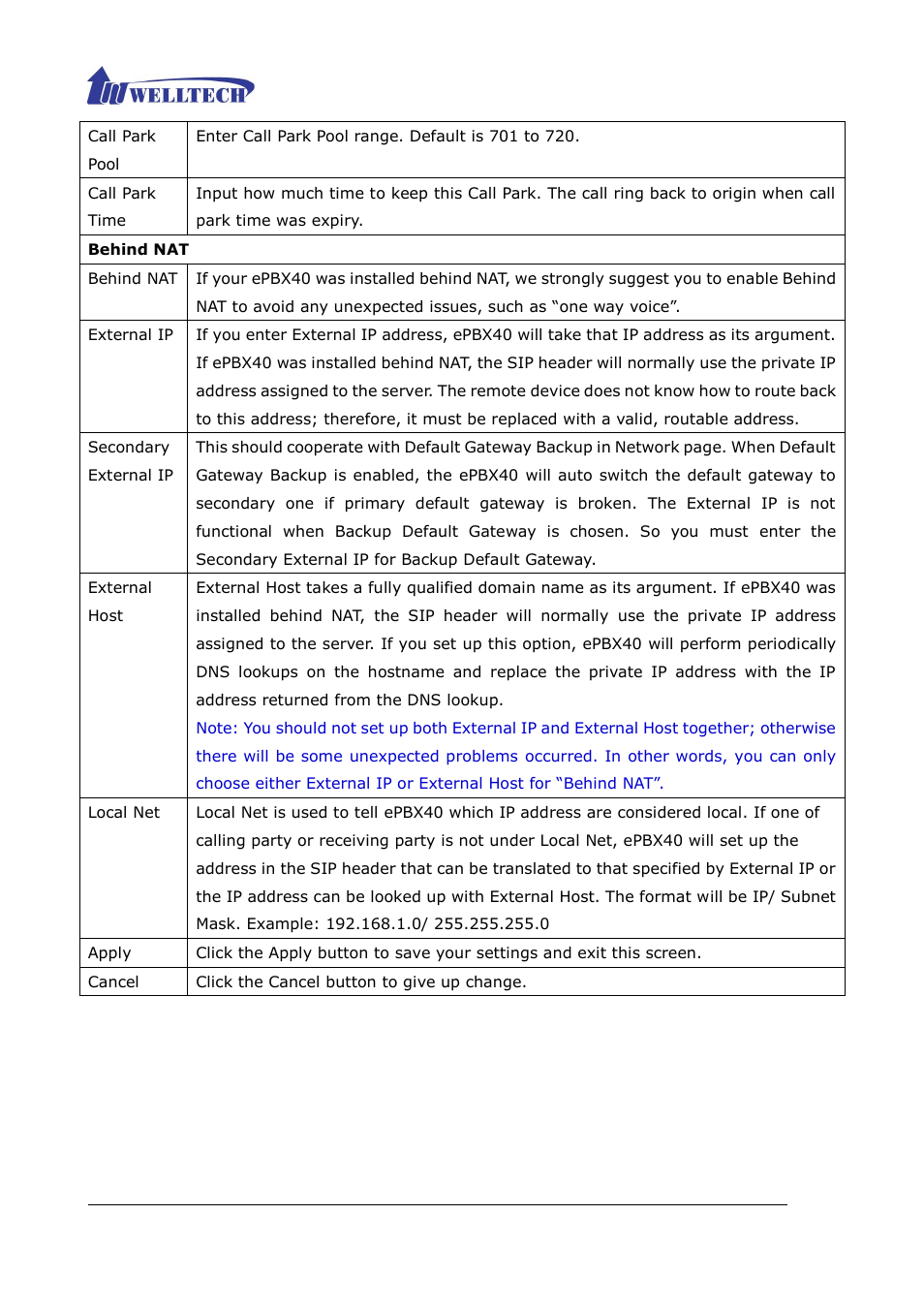 Welltech ePBX40 V.2.0 User Manual | Page 39 / 128