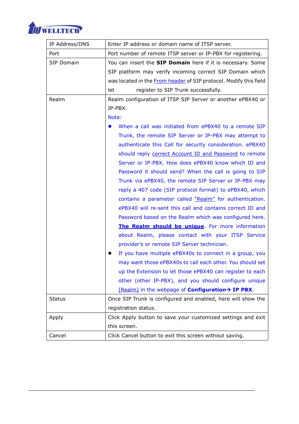 Welltech ePBX40 V.2.0 User Manual | Page 62 / 128