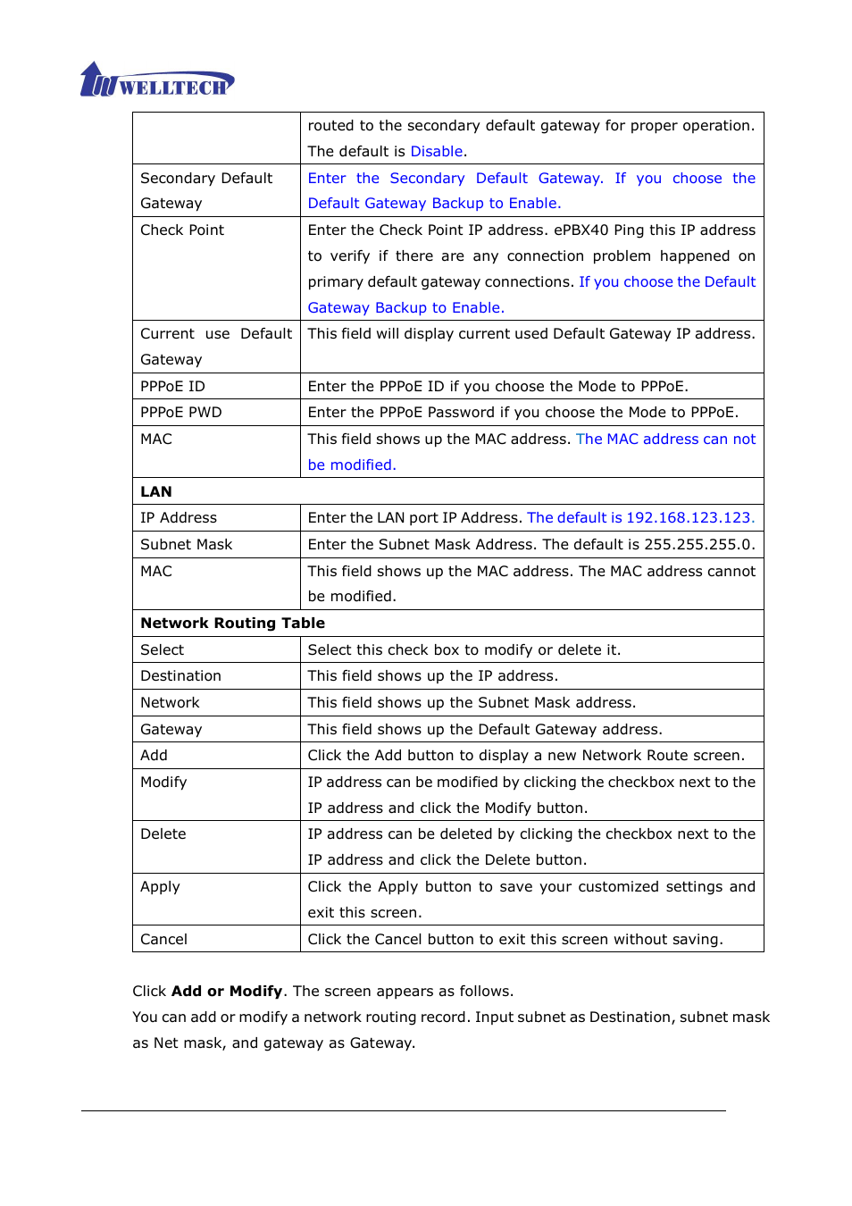 Welltech ePBX40 V.2.0 User Manual | Page 78 / 128