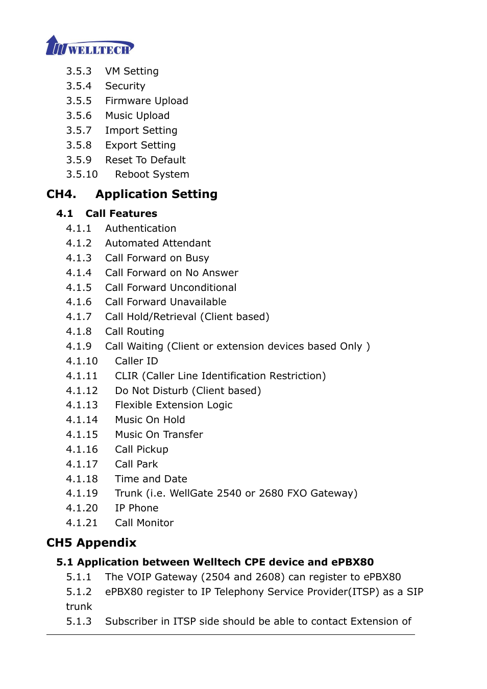 Welltech ePBX80 V.1.1 User Manual | Page 3 / 129
