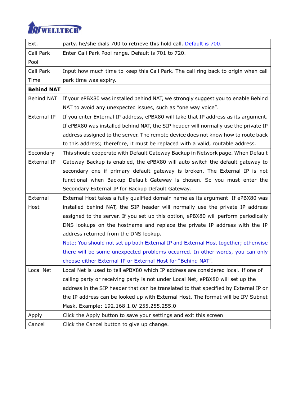 Welltech ePBX80 V.1.1 User Manual | Page 39 / 129