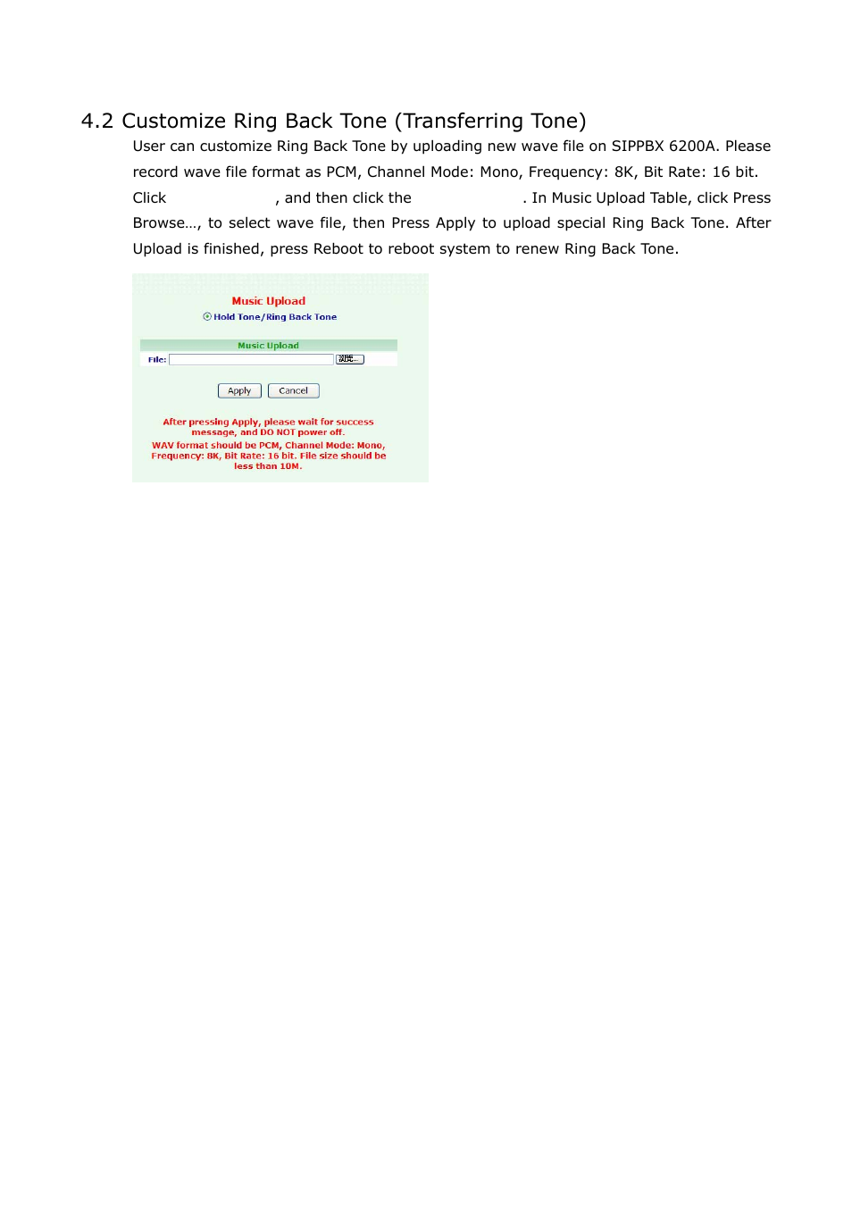 2 customize ring back tone (transferring tone) | Welltech SIPPBX 6200A User Manual | Page 114 / 132