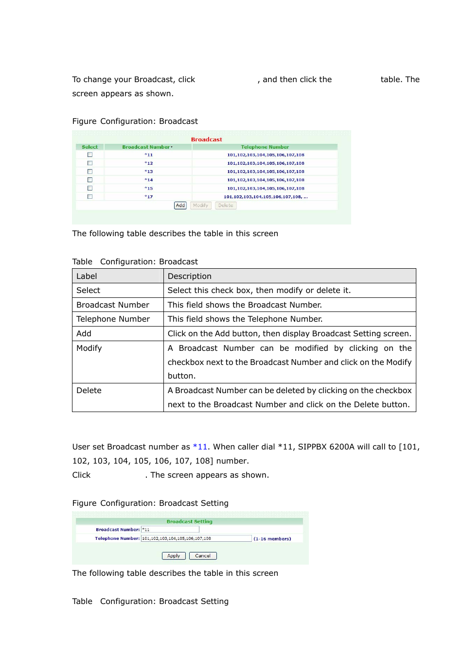 12 broadcast, Broadcast | Welltech SIPPBX 6200A User Manual | Page 71 / 132
