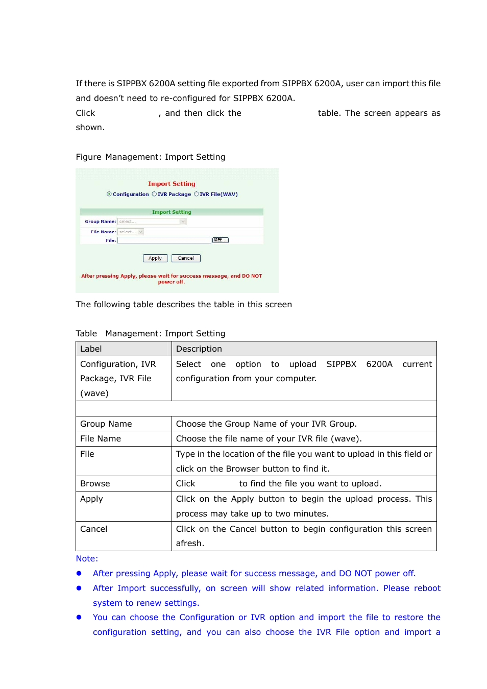 7 import setting | Welltech SIPPBX 6200A User Manual | Page 96 / 132