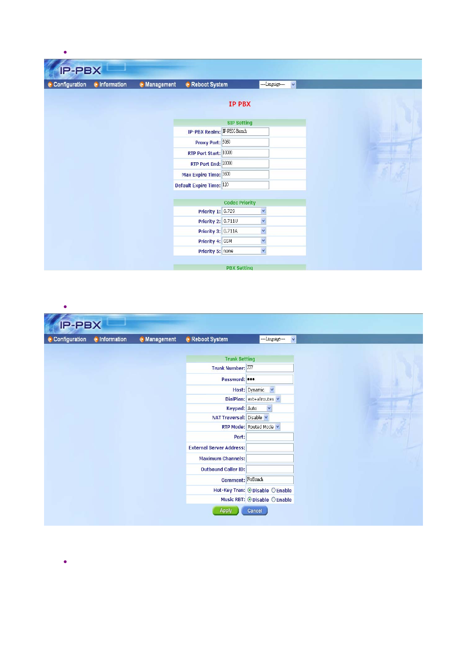 Step 2: set trunk account | Welltech ePBX-100A-128 User Manual | Page 113 / 124